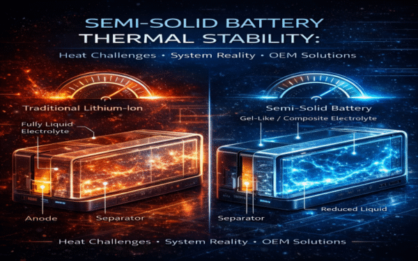 Semi-solid battery thermal stability