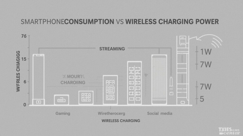 Smartphone power consumption compared with wireless charging input power