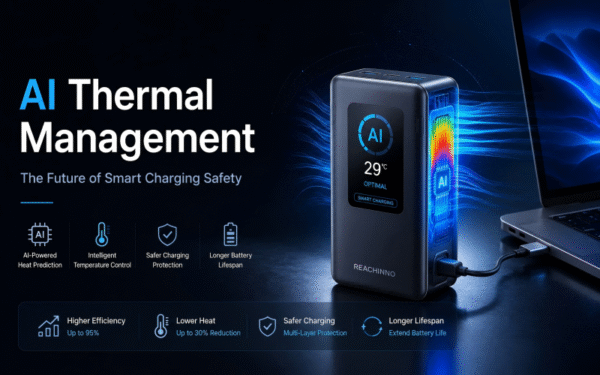 AI thermal management power bank with smart charging heat control visualization