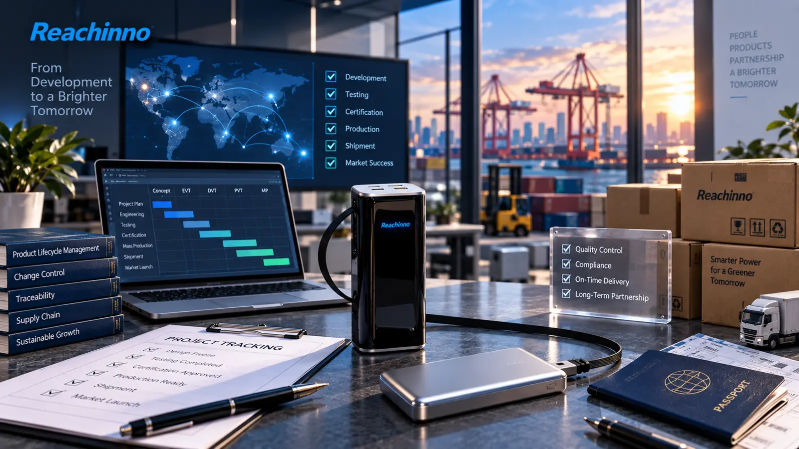 Reachinno power bank evidence package, lifecycle control and market release process for global compliance readiness.