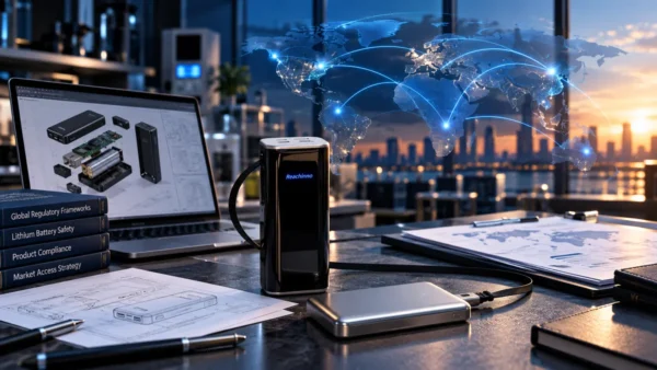 Reachinno global power bank compliance and market access workspace for portable power OEM planning.